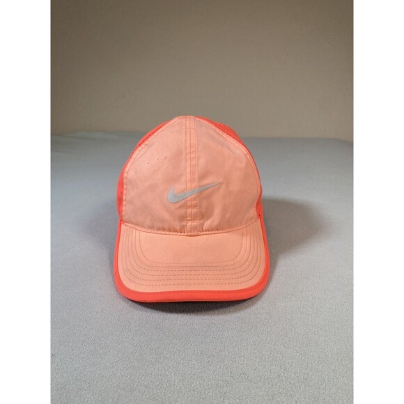 Nike Kids Featherlight Hat Neon Orange Hat Cap Adjustable - Picture 3 of 7